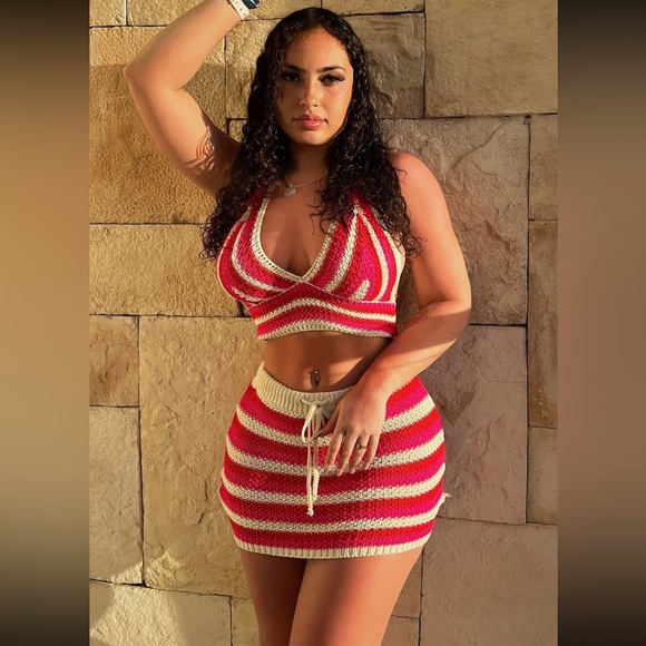 NWT - Striped Knit Two-Piece Set - Fashion Nova - Picture 5 of 7